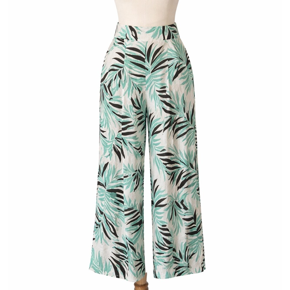 Cato Linen Blend Palazzo Pants Womens 18/20W Tropical Wide Leg Resort